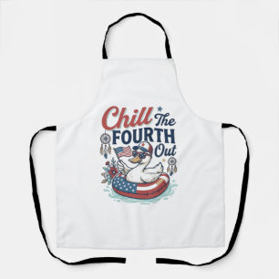 Chill The Fourth Out Patrioten-Enten-Vektor-Shirt_ Schürze