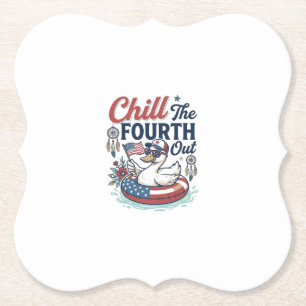 Chill The Fourth Out Patrioten-Enten-Vektor-Shirt_ Untersetzer