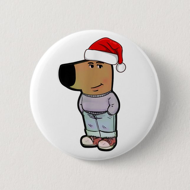 Chill Typ Hund mit Weihnachts-Hut Funny Chill Typ Button (Vorderseite)