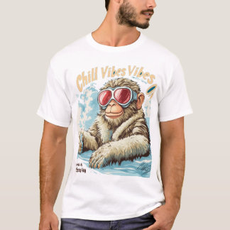 Chill Vibes Monkey Squad - Funny Winter Hot Spring T-Shirt