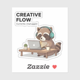 Chill-Waschbär-Coding-Aufkleber Kreativer Flow Lap Aufkleber