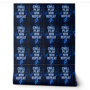 Chill, wiederhole futuristisches blaues Neon-Muste Tapete