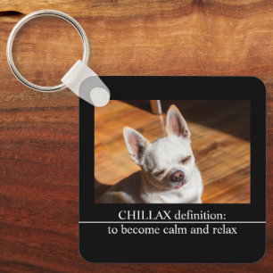 Chillax Chihuahua schläfrig entspannt Zunge raus F Schlüsselanhänger