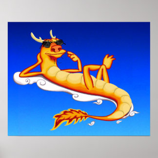 Chillax Dragon (blau) Poster