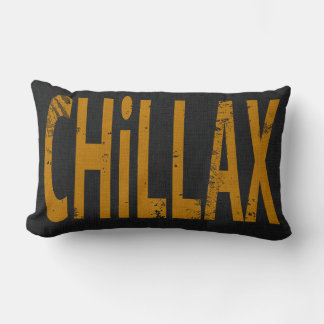 Chillax Skateboard Word Art Black Yellow Lendenkissen