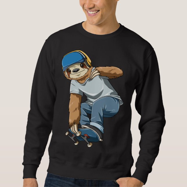 Chilled Sloth Skateboarding   Skater Sweatshirt (Vorderseite)
