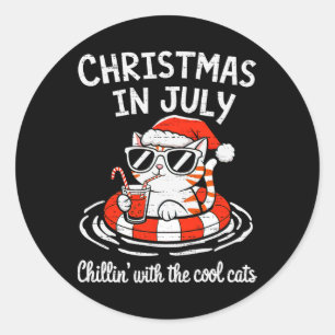 Chillen Coole Katzen Weihnachten Im Juli Kitty Meo Runder Aufkleber