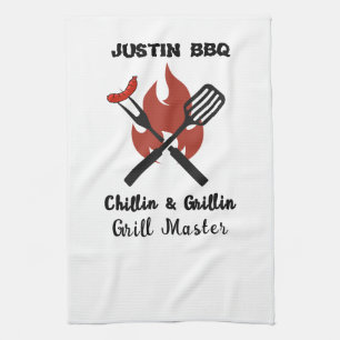 Chillen & Grillen personalisiertes Geschenk für Pa Geschirrtuch