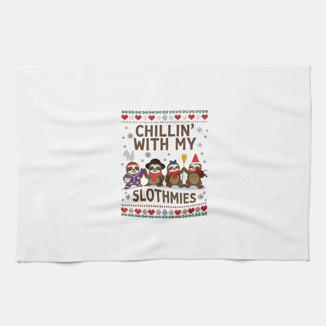 Chillen Mit Meinen Faultier-Freunden Lustiges Faul Geschirrtuch (Horizontal)
