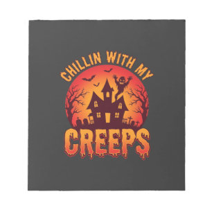 Chillen mit meinen Kumpels Halloween T-Shirt Desig Notizblock