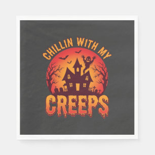 Chillen mit meinen Kumpels Halloween T-Shirt Desig Serviette