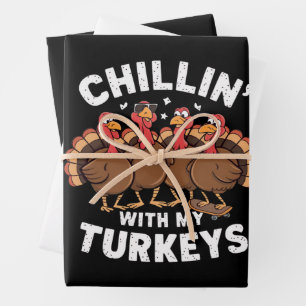 Chillen mit meinen Truthähnen Thanksgiving-Familie Geschenkpapier Set
