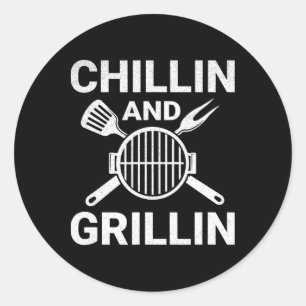 Chillen und Grillen beim BBQ-Cookout Runder Aufkleber