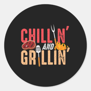 Chillen und Grillen Byrbecue-Party Runder Aufkleber