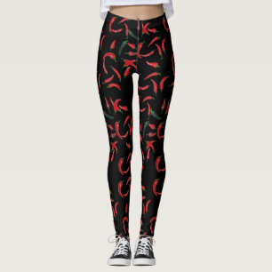 Chilli-Muster Rot Schwarz und Grün Leggings