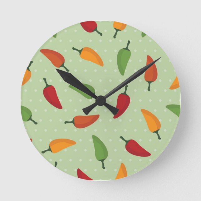 Chilli pepper pattern runde wanduhr (Vorderseite)