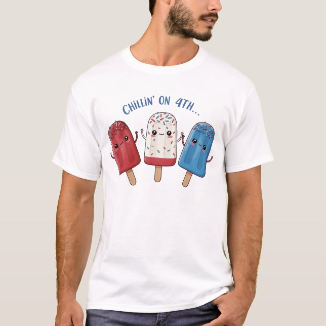 Chillin" am 4. Niedlichen Patriotischen Popsikel D T-Shirt (Vorderseite)