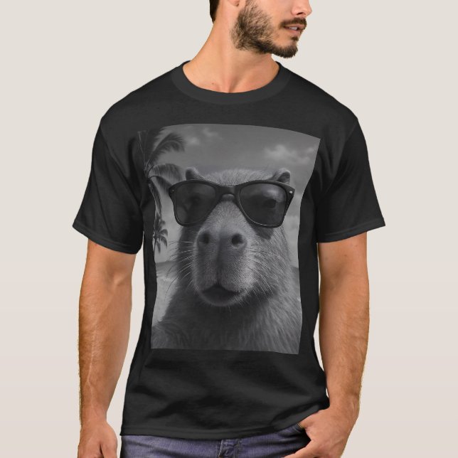 Chillin' Capybara Beach Selfie Sonnenbrillen Grafi T-Shirt (Vorderseite)