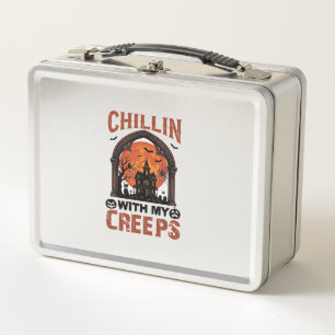 Chillin Creeps Halloween Gruselhaus Orange Mond Metall Brotdose