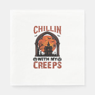 Chillin Creeps Halloween Gruselhaus Orange Mond Serviette