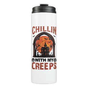 Chillin Creeps Halloween Gruselhaus Orange Mond Thermosbecher