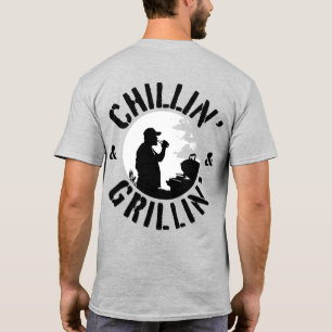 Chillin’ & Grillin’ Black Briefmarke Front & Back T-Shirt