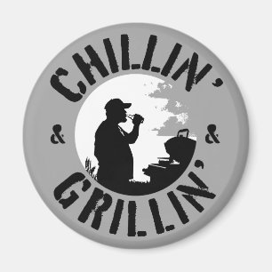Chillin’ & Grillin’ Schwarze Briefmarke Magnet