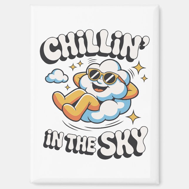 Chillin' in Sky Cloud Design Fun Kühlschrank Magnet (Vorderseite)