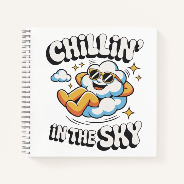 Chillin' in Sky - Fun Cloud Design Spiral Notizbuch (Vorderseite)