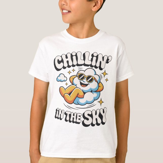 Chillin' in Sky Retro Cloud Design für den Sommer T-Shirt (Vorderseite)