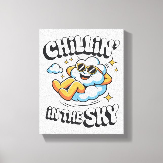 Chillin' in the Sky - Relaxte Cloud Retro Imitats Leinwanddruck (Vorderseite)