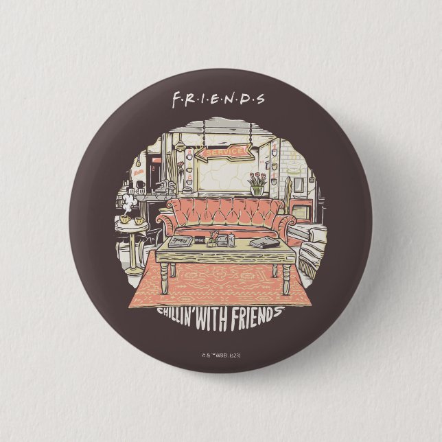 Chillin' mit FRIENDS™ Cartoon Button (Vorderseite)