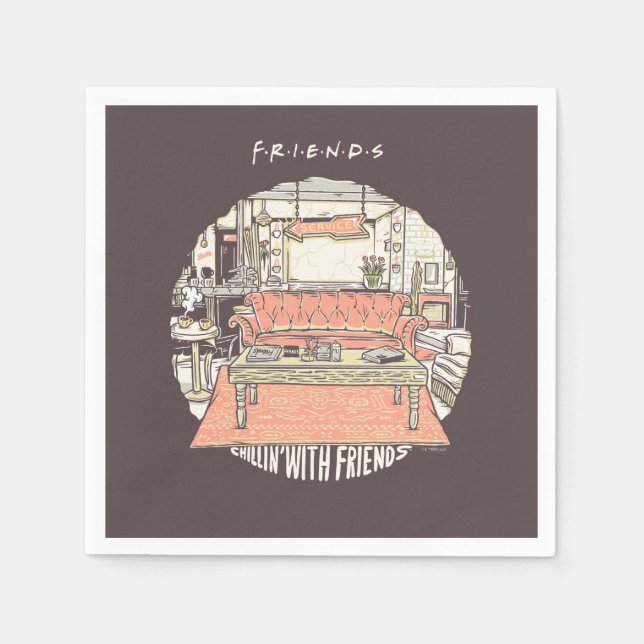 Chillin' mit FRIENDS™ Cartoon Serviette (Vorderseite)