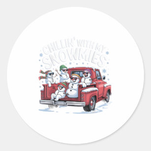 Chillin mit meinem Schneemann Lieferwagen Truck Sn Runder Aufkleber