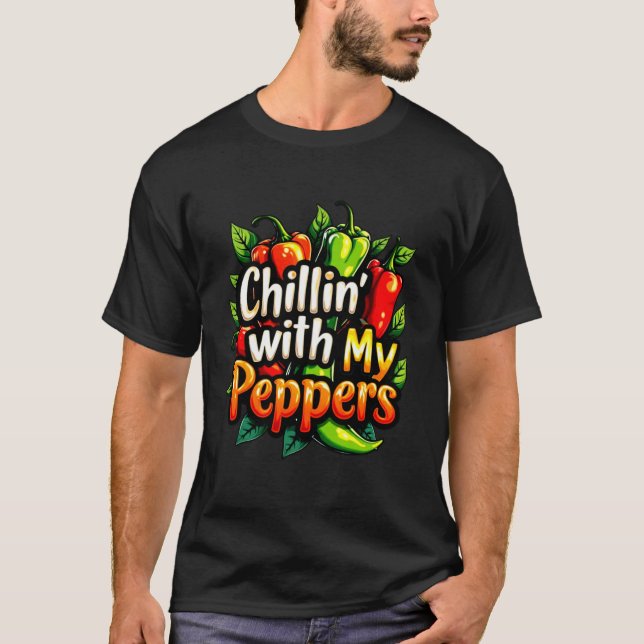 Chillin' mit meinen Paprikaschoten - Farbiger Chil T-Shirt (Vorderseite)