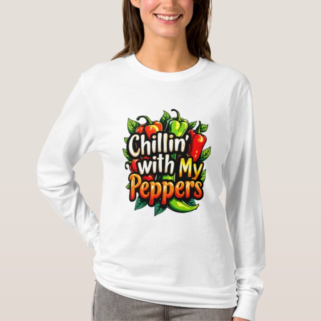 Chillin' mit meinen Paprikaschoten - Farbiger Chil T-Shirt (Vorderseite)