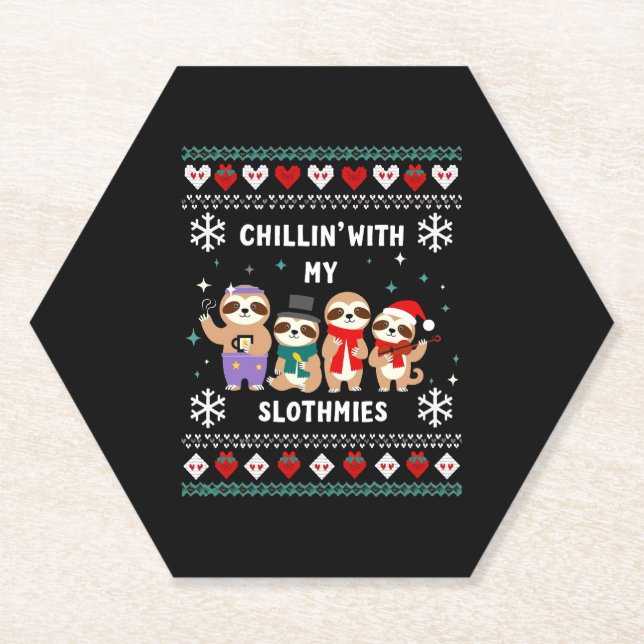Chillin mit meinen Slothmies Funny Sloth Ugly Chri Untersetzer (Vorderseite)