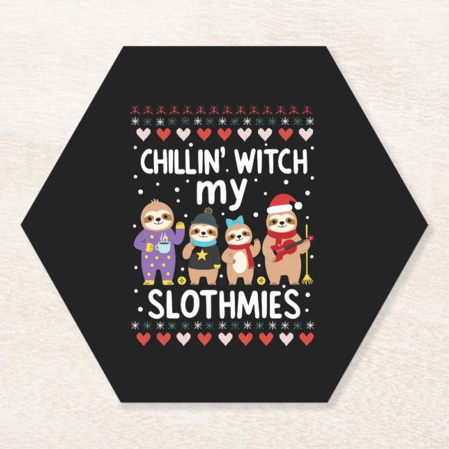 Chillin mit meinen Slothmies Funny Sloth Ugly Chri Untersetzer (Vorderseite)