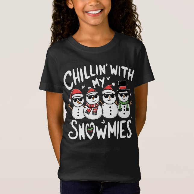 Chillin' mit meinen Snowmies Funny Snowman Weihnac T-Shirt (Vorderseite)