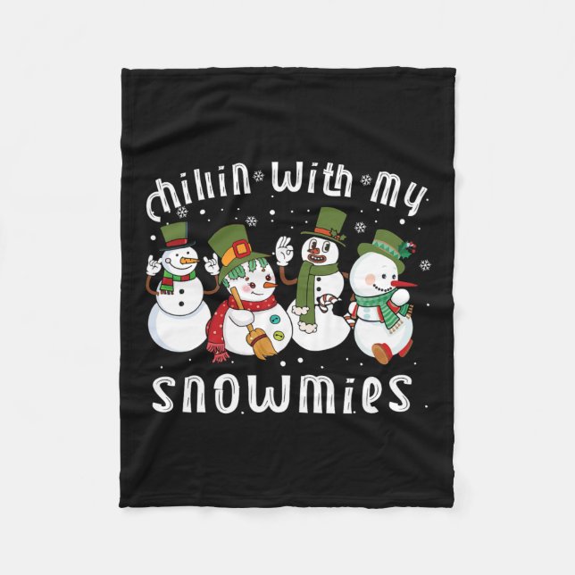 Chillin mit meinen Snowmies Santa Snowman Funny Xm Fleecedecke (Vorderseite)