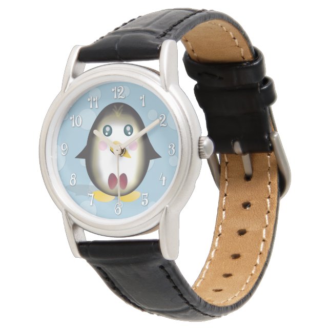 Chillin' Penguin Watch (mit Zahlen) Armbanduhr (Schrägansicht)