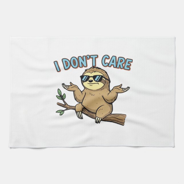 Chillin' Sloth I Don't Care Design Essential T-Shi Geschirrtuch (Horizontal)
