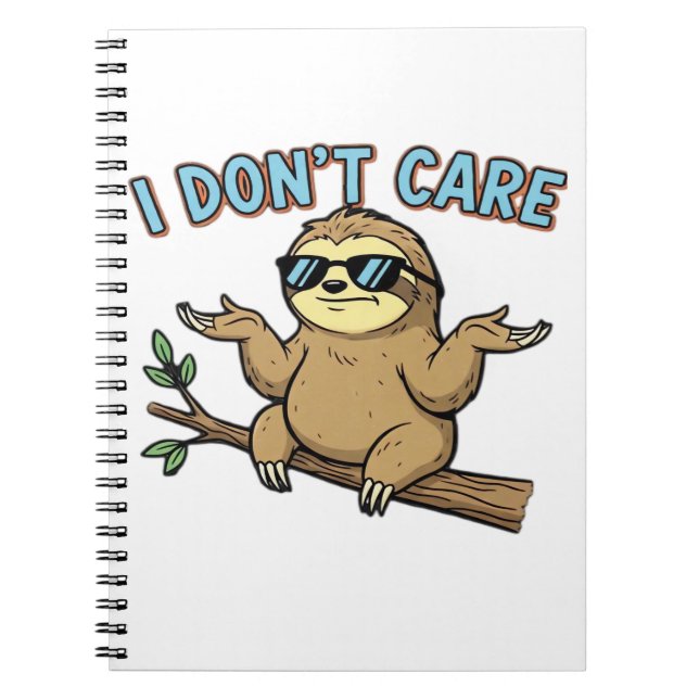 Chillin' Sloth I Don't Care Design Essential T-Shi Notizblock (Vorderseite)