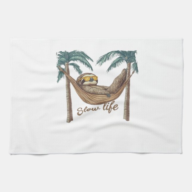 Chillin' Sloth in a Hammock Oversized T-Shirt Geschirrtuch (Horizontal)