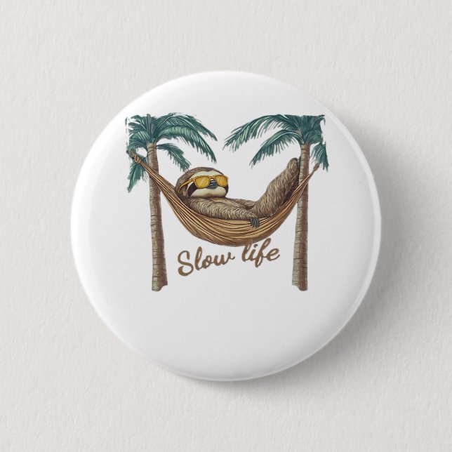 Chillin' Sloth in einem Hängematte Oversifizierter Button (Vorderseite)