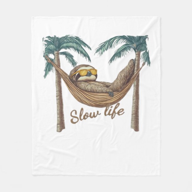 Chillin' Sloth in einem Hängematte Oversifizierter Fleecedecke (Vorderseite)