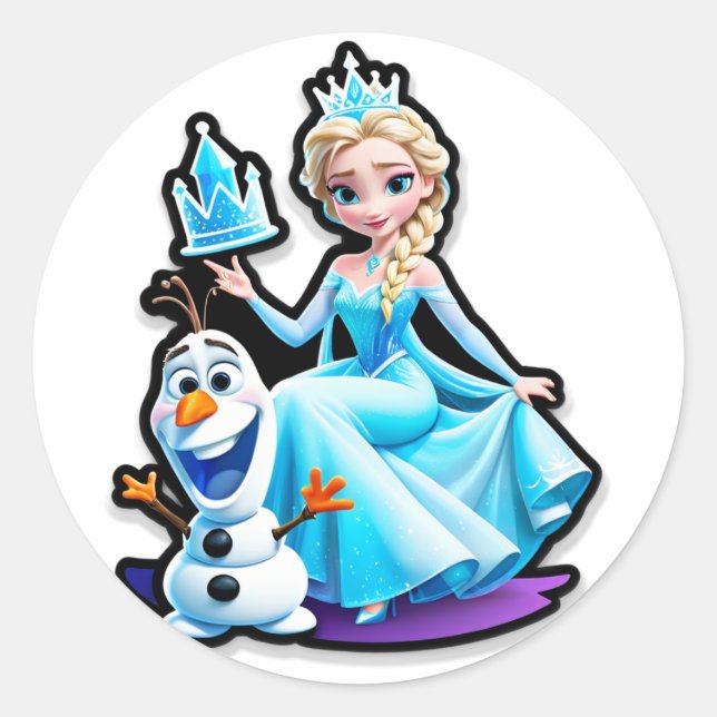 Chillin’ with Elsa on My Birthday! Runder Aufkleber (Vorderseite)