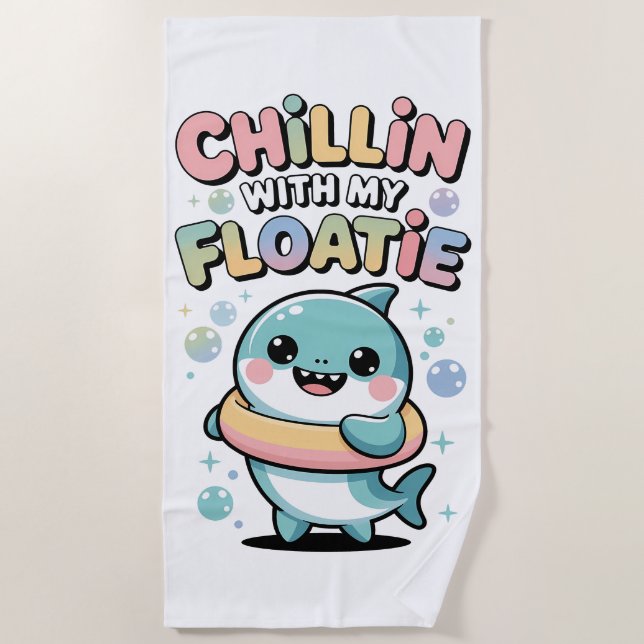 Chillin’ with My Floatie | Shark Baby Kids Strandtuch (Vorderseite)