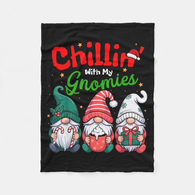 Chillin' With My Gnomies Funny Christmas Gnome Fam Fleecedecke (Vorderseite)