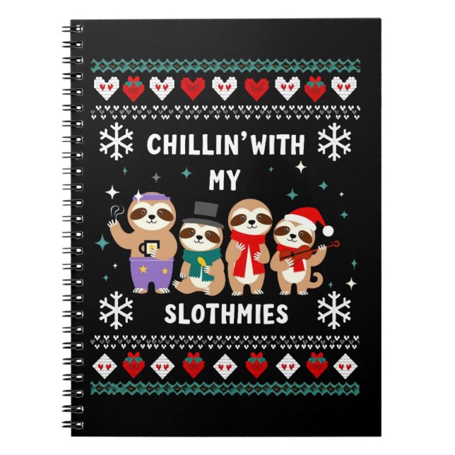 Chillin With My Slothmies Funny Sloth Ugly Christm Notizblock (Vorderseite)